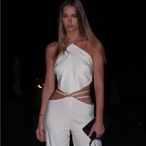 Cult Gaia Chic White Cutout pants